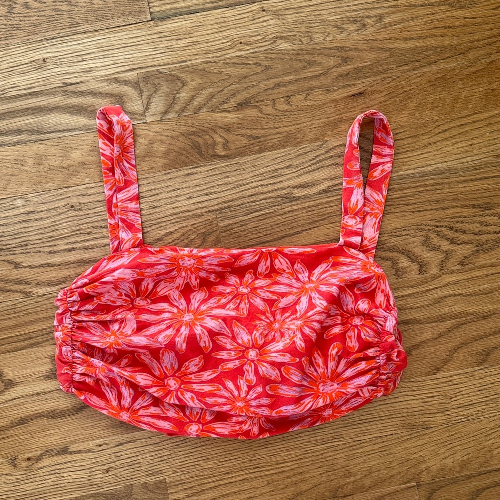 Free People Red Floral Crop Top